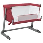 Lit pour bébé avec matelas Rouge Tissu de lin – Image 2