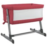 Lit pour bébé avec matelas Rouge Tissu de lin – Image 3