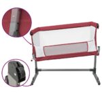 Lit pour bébé avec matelas Rouge Tissu de lin – Image 5