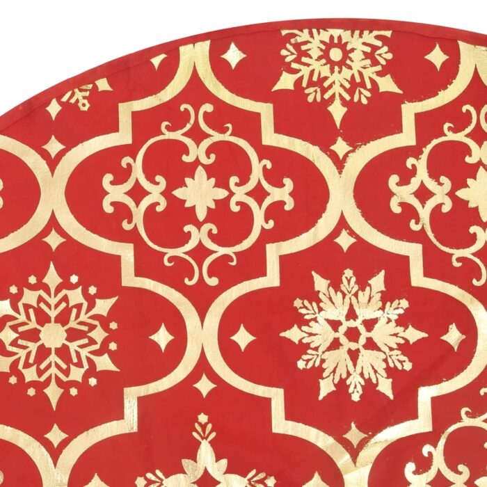 Jupe de sapin de Noël de luxe avec chaussette Rouge 122cm Tissu – Image 5