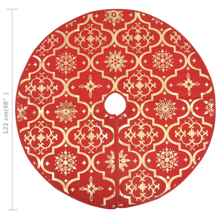 Jupe de sapin de Noël de luxe avec chaussette Rouge 122cm Tissu – Image 6