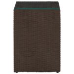 Tables d'appoint 3 pcs et dessus en verre Marron Résine tressée – Image 4