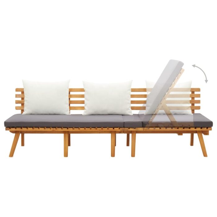 Lit de repos de jardin 200x65 cm Bois d'acacia solide – Image 2