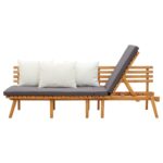 Lit de repos de jardin 200x65 cm Bois d'acacia solide – Image 3