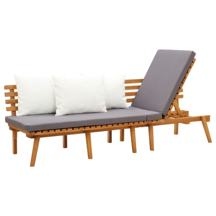 Lit de repos de jardin 200x65 cm Bois d'acacia solide – Image 4