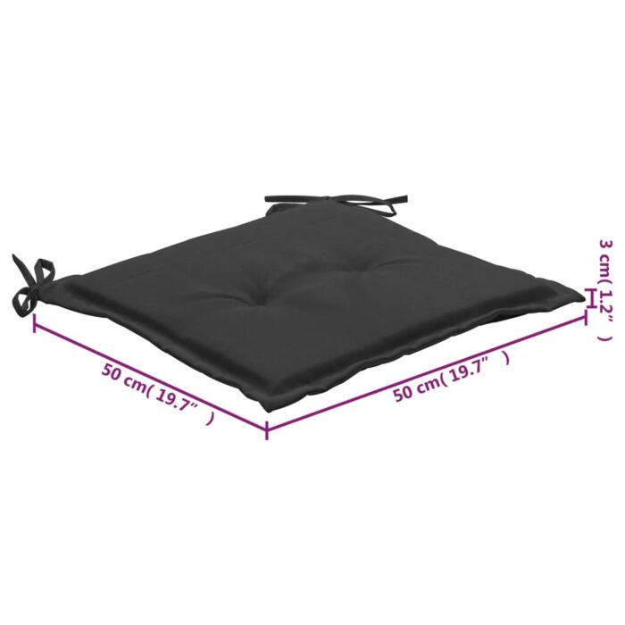 Chaises de jardin lot de 4 avec coussins Bois de teck massif – Image 12