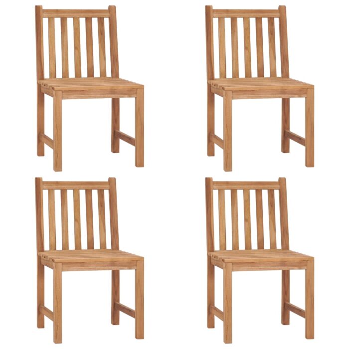 Chaises de jardin lot de 4 avec coussins Bois de teck massif – Image 2