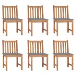 Chaises de jardin lot de 6 avec coussins Bois de teck massif
