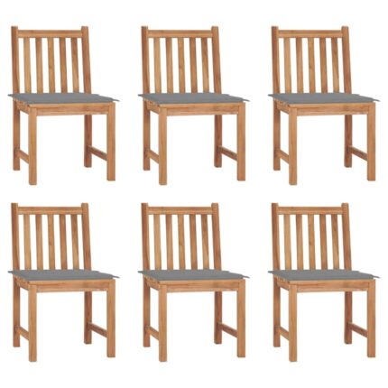 Chaises de jardin lot de 6 avec coussins Bois de teck massif