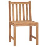 Chaises de jardin lot de 6 avec coussins Bois de teck massif – Image 2