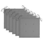 Chaises de jardin lot de 6 avec coussins Bois de teck massif – Image 7