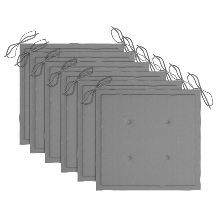 Chaises de jardin lot de 6 avec coussins Bois de teck massif – Image 7