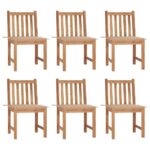 Chaises de jardin lot de 6 avec coussins Bois de teck massif