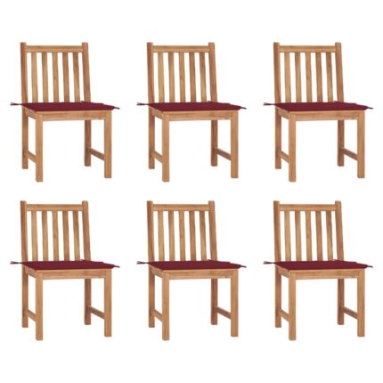 Chaises de jardin lot de 6 avec coussins Bois de teck massif