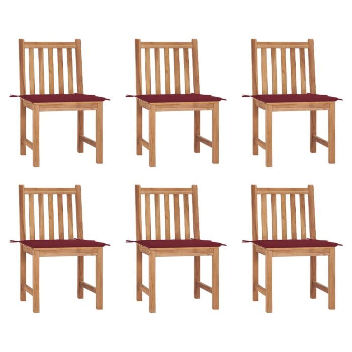 VXL8720286448939_a_en_hd_1.jpg Chaises de jardin lot de 6 avec coussins Bois de teck massif – Image 1