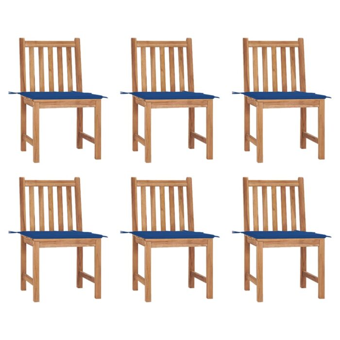 VXL8720286448946_a_en_hd_1.jpg Chaises de jardin lot de 6 avec coussins Bois de teck massif – Image 1