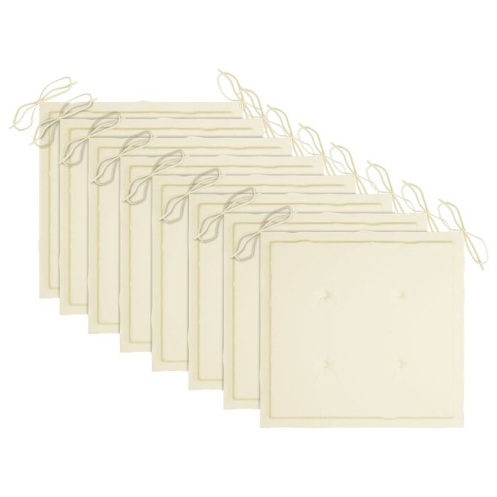 Chaises de jardin lot de 8 avec coussins Bois de teck massif – Image 7