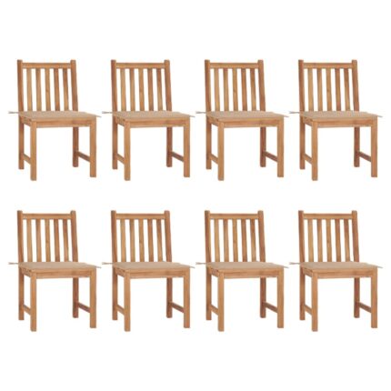 Chaises de jardin lot de 8 avec coussins Bois de teck massif