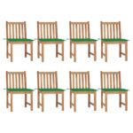 Chaises de jardin lot de 8 avec coussins Bois de teck massif