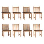 Chaises de jardin lot de 8 avec coussins Bois de teck massif