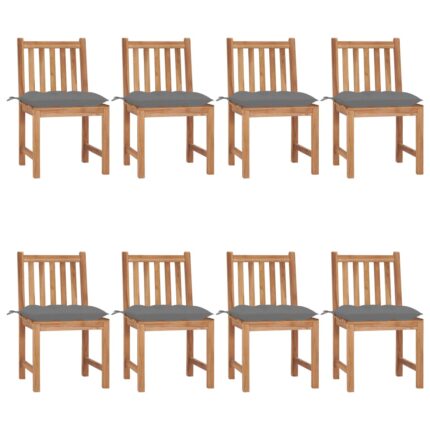 Chaises de jardin lot de 8 avec coussins Bois de teck massif