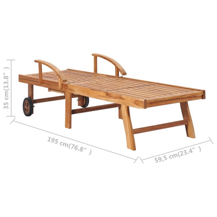 Chaises longues lot de 2 Bois de teck solide – Image 9