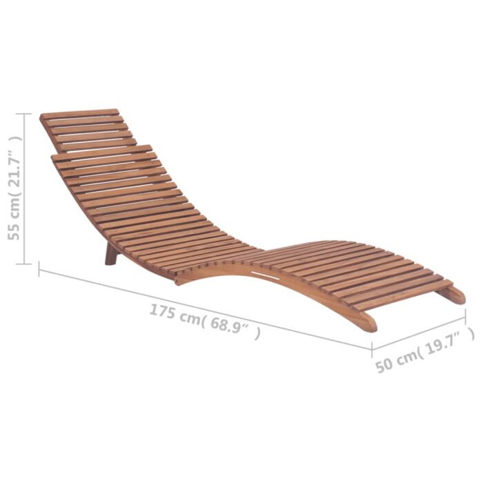 Chaises longues pliables lot de 2 Bois de teck solide – Image 12