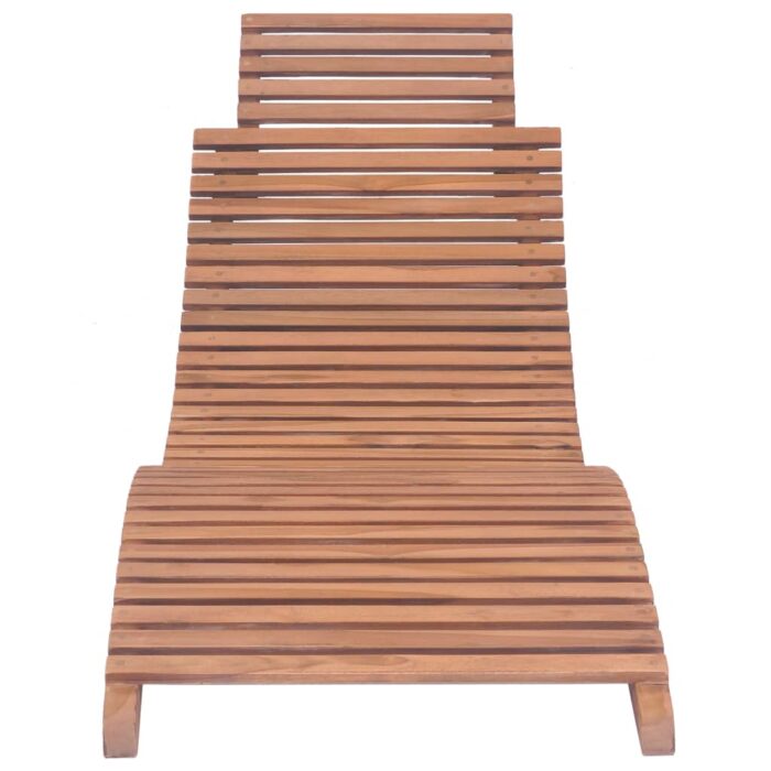 Chaises longues pliables lot de 2 Bois de teck solide – Image 4