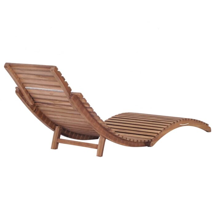 Chaises longues pliables lot de 2 Bois de teck solide – Image 5