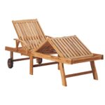 Chaises longues lot de 2 avec coussin anthracite Teck solide – Image 2
