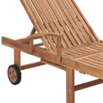 Chaises longues lot de 2 avec coussin anthracite Teck solide – Image 7