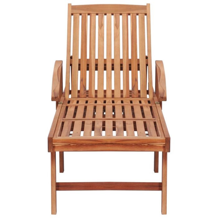 Chaises longues 2 pcs avec coussin taupe Bois de teck solide – Image 12