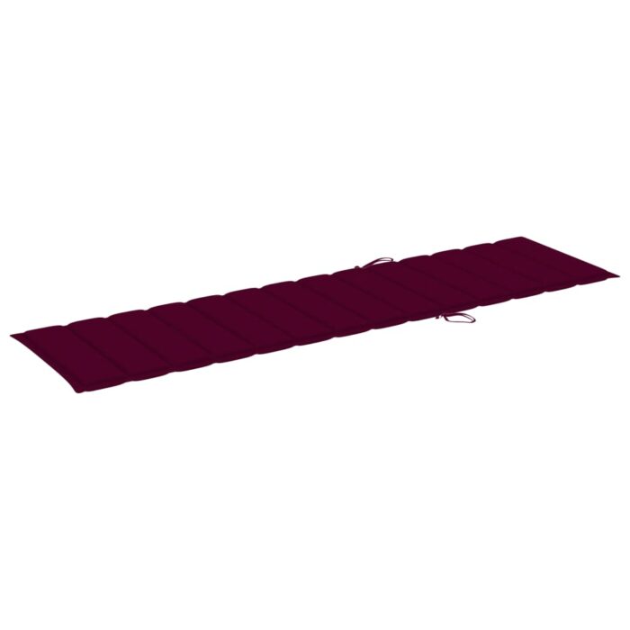 Chaises longues 2 pcs avec coussin rouge bordeaux Teck solide – Image 10