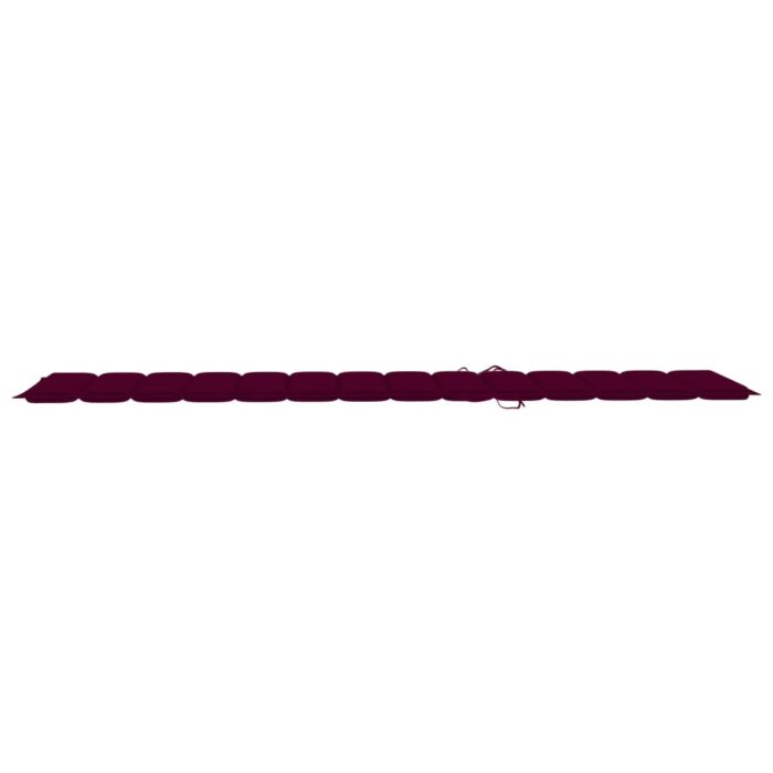 Chaises longues 2 pcs avec coussin rouge bordeaux Teck solide – Image 11
