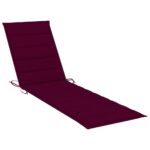 Chaises longues 2 pcs avec coussin rouge bordeaux Teck solide – Image 9