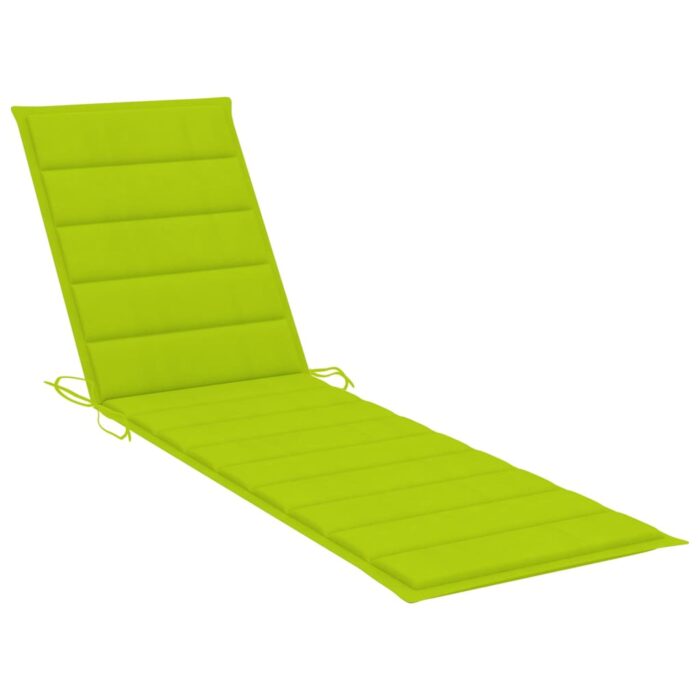 Chaises longues lot de 2 et coussin vert vif Bois teck solide – Image 9