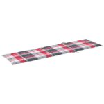 Chaises longues lot de 2 et coussin carreaux rouge Teck solide – Image 10