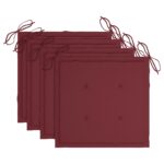 Chaises de jardin empilables avec coussins lot de 4 Teck solide – Image 6