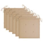 Chaises de jardin empilables avec coussins lot de 6 Teck solide – Image 6