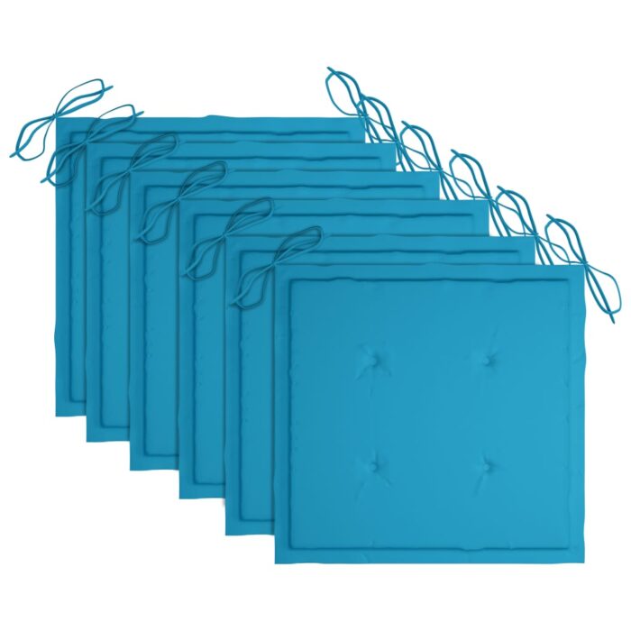 Chaises de jardin empilables avec coussins lot de 6 Teck solide – Image 6