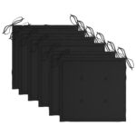Chaises de jardin empilables avec coussins lot de 6 Teck solide – Image 6