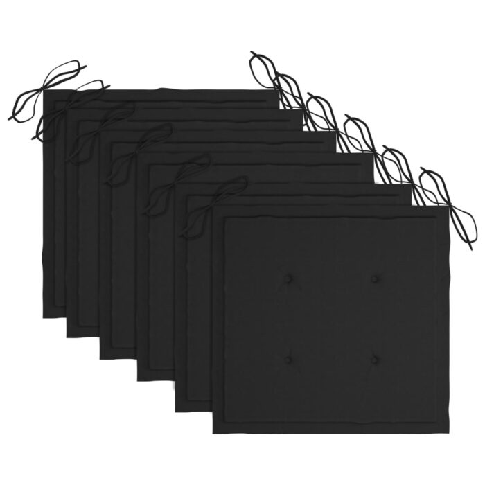 Chaises de jardin empilables avec coussins lot de 6 Teck solide – Image 6