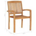 Chaises de jardin empilables avec coussins lot de 6 Teck solide – Image 11