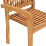 Chaises de jardin empilables avec coussins lot de 6 Teck solide – Image 5