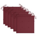 Chaises de jardin empilables avec coussins lot de 6 Teck solide – Image 6