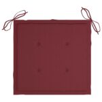 Chaises de jardin empilables avec coussins lot de 6 Teck solide – Image 9