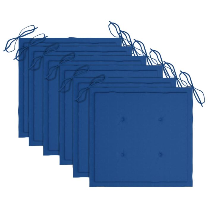 Chaises de jardin empilables avec coussins lot de 6 Teck solide – Image 6