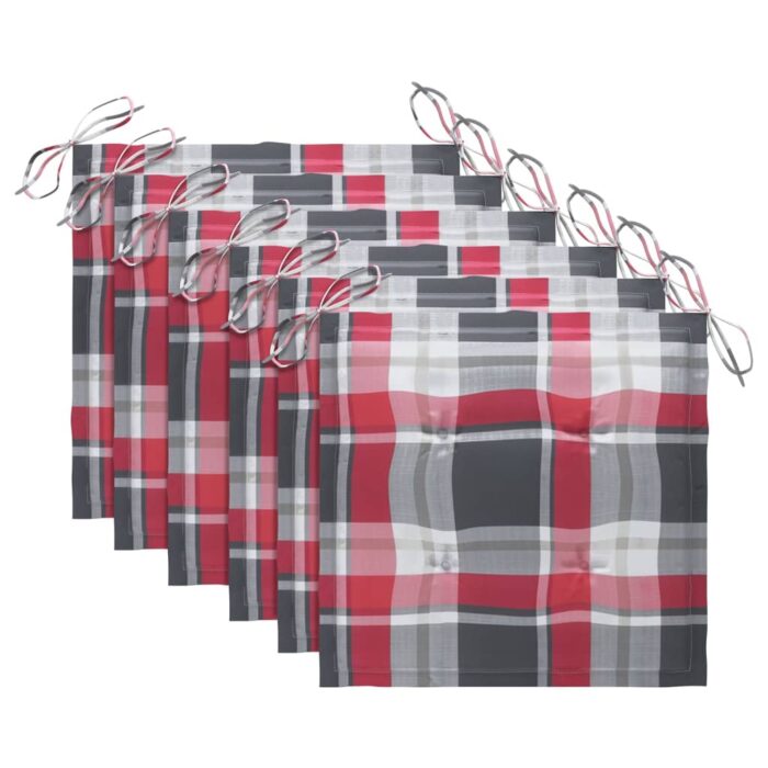 Chaises de jardin empilables avec coussins lot de 6 Teck solide – Image 6