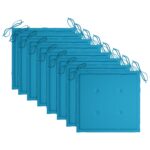 Chaises de jardin empilables avec coussins lot de 8 Teck solide – Image 6