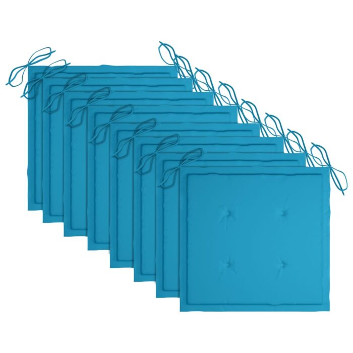 Chaises de jardin empilables avec coussins lot de 8 Teck solide – Image 6